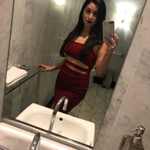 Dark Red Sexy Mini Dress